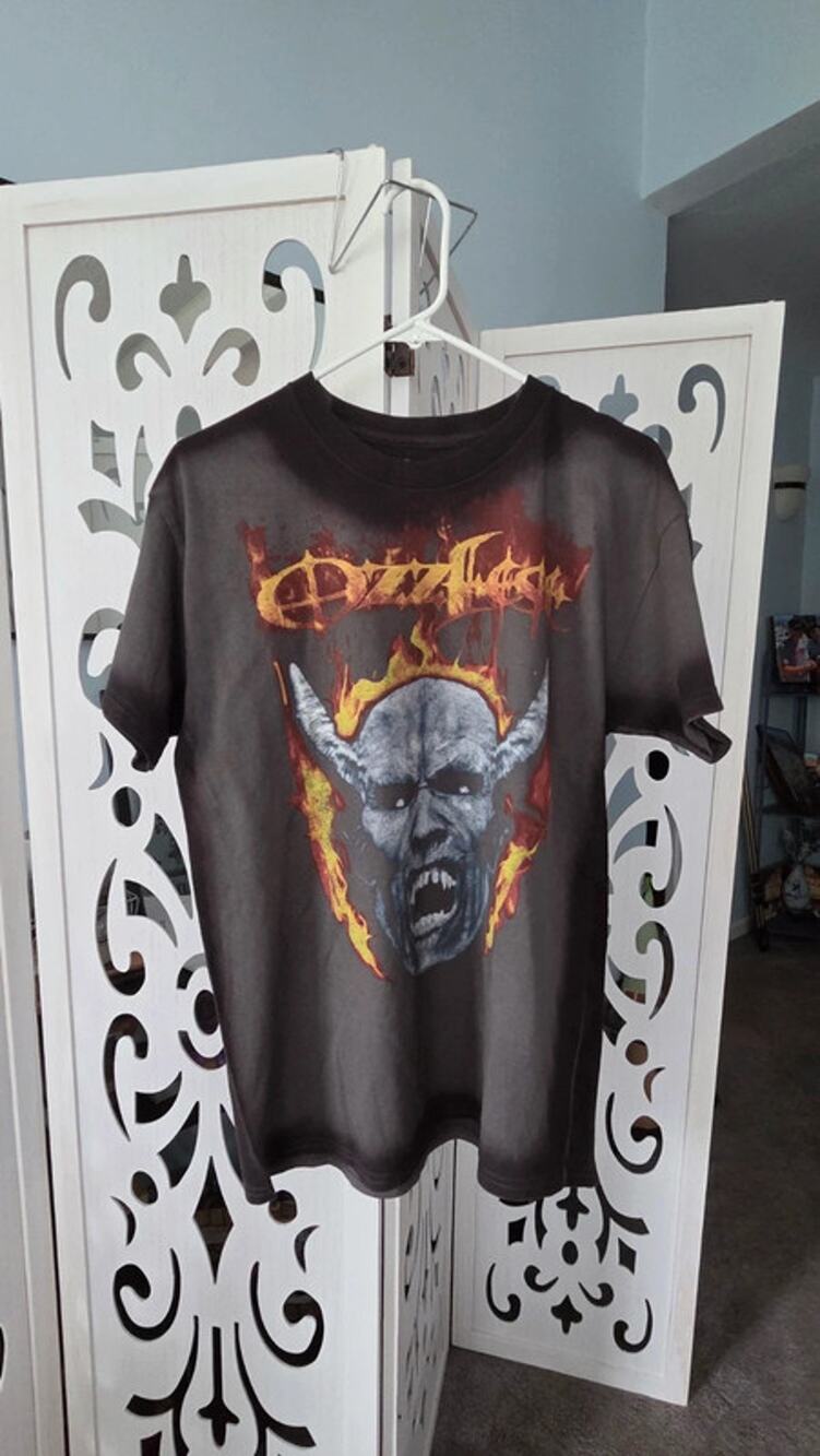 Ozzy Osbourne Demon Head Fire Graphic T-Shirt Gray Large Monowise 2024 NWOT